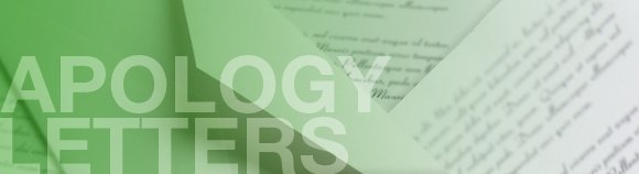 Apology Letters envelope and letter