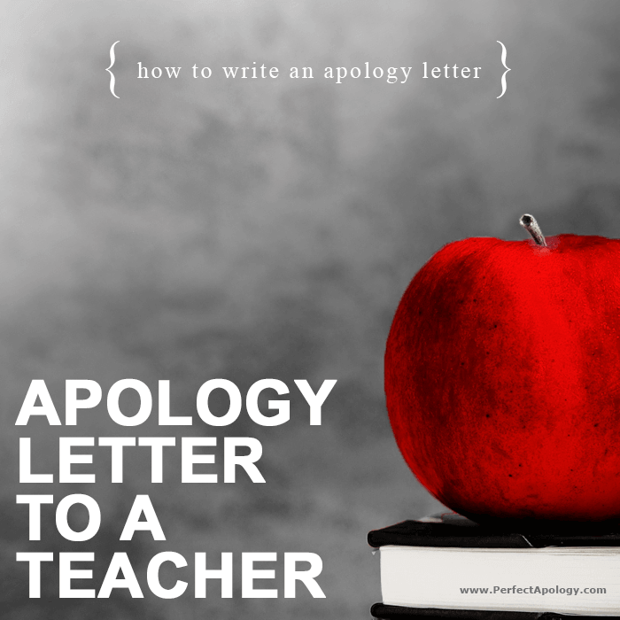 Apology Letter to Teacher Red apple sitting on a book in front of a blackboard