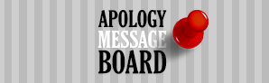 Sorry Message Board Gray striped background with a push pin