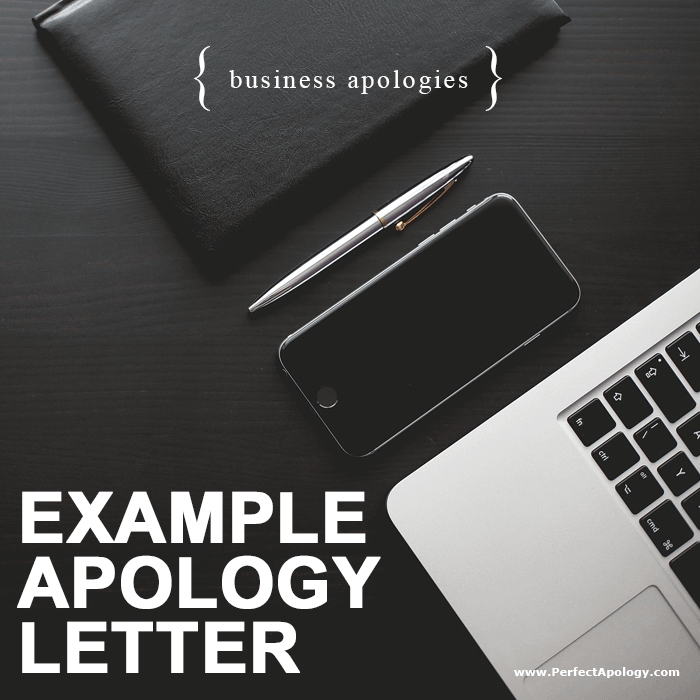 Example Letter of Apology for Business A fountain pen, day calendar, phone and laptop computer on a black wood desktop