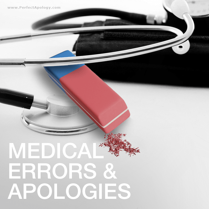 Medical Errors & Apologies Eraser near a Stethoscope lying on a desk