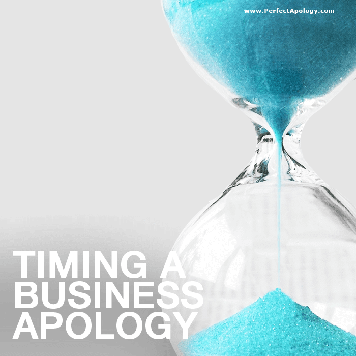 Timing a Business Apology Hourglass with bright blue sand