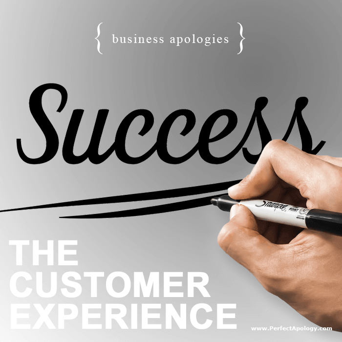 Customer Experience and Apologies in Business hand writing success on a board