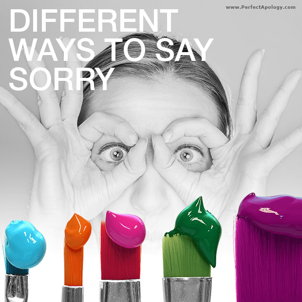 Different Ways to Say Sorry and Apologize woman with hands around her eyes looking at paintbrushes with different color paint on the tips of the brush