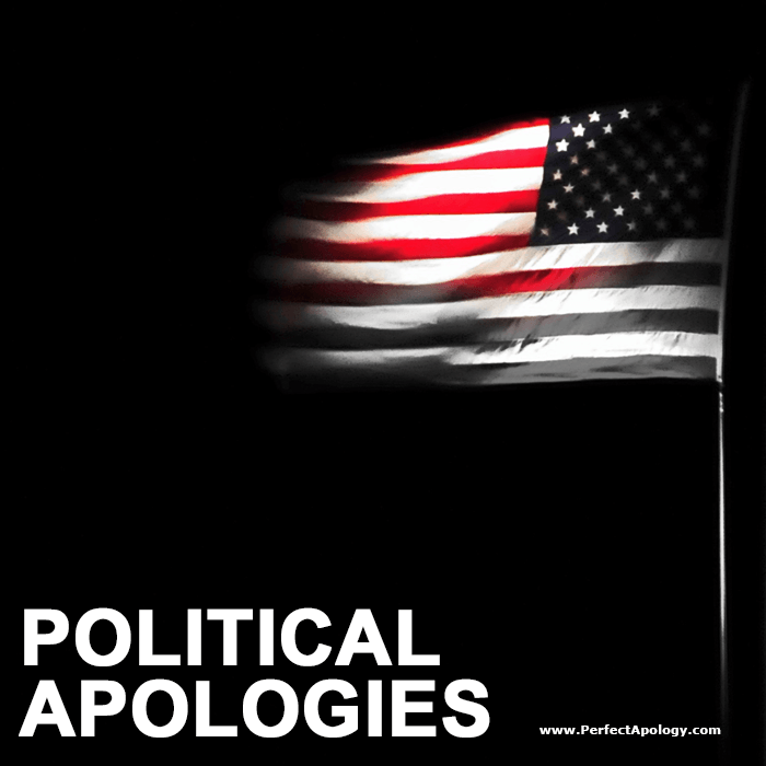 Political Apologies and American Democracy American flag waiving half in color and half in black and white in the night's blackness