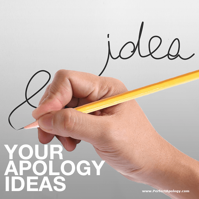 Sorry Ideas Pencil in a hand writing the word ideas